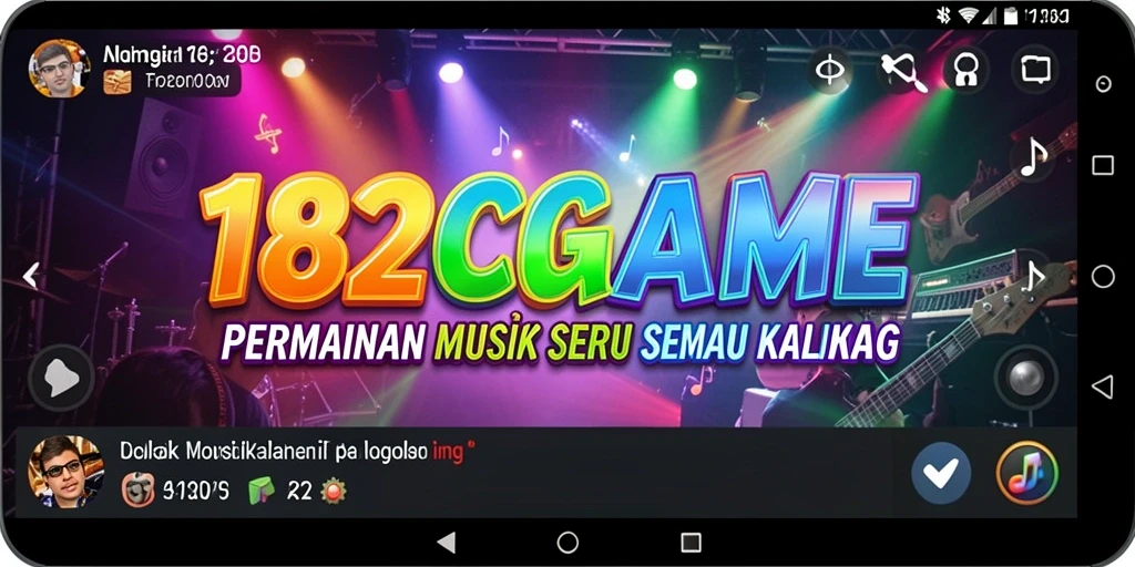 Tampilan gameplay seru di 182GAME dengan berbagai lagu menarik.