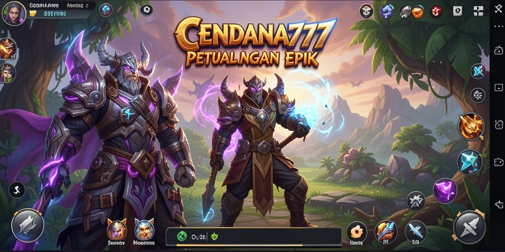 Tampilan gameplay CENDANA777 yang menampilkan pertempuran epik dan eksplorasi.
