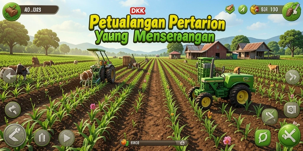 Screenshot gameplay DKK dengan grafik menawan dari pengalaman Farming.