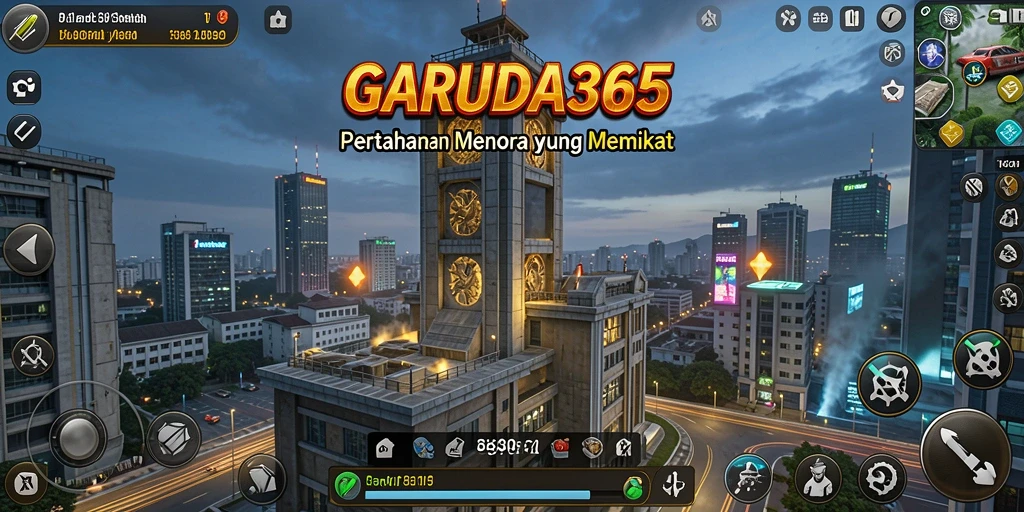 Screenshot utama GARUDA365 menampilkan intensitas gameplay Tower Defense yang menarik.