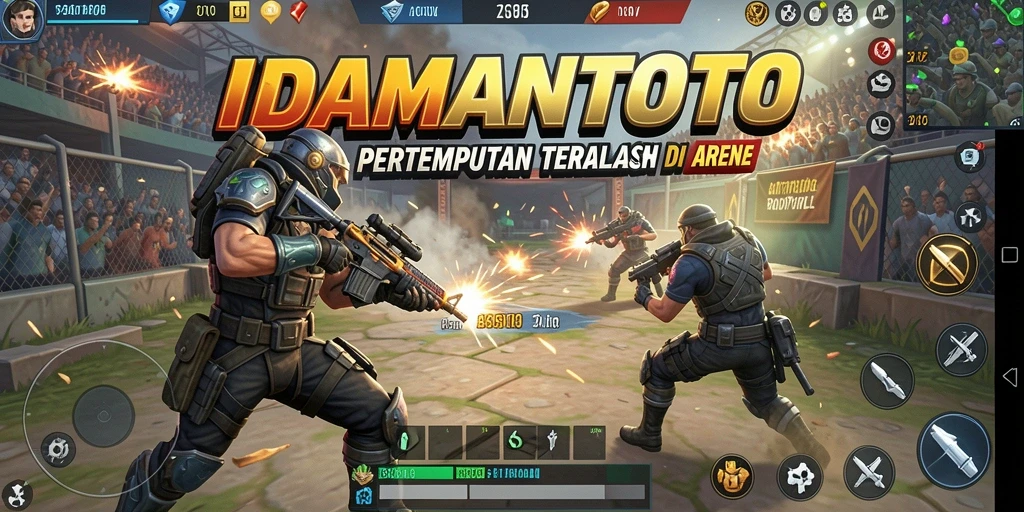 Screenshot IDAMANTOTO menampilkan aksi seru pertempuran Battle Royale.