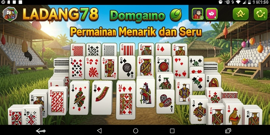 Screenshot utama LADANG78 menampilkan gameplay Domino yang seru.