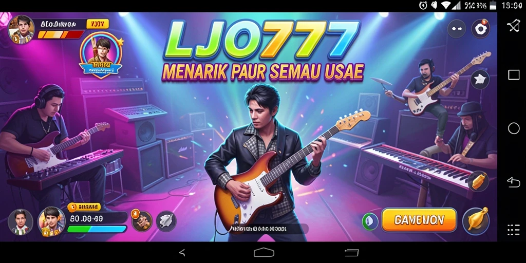 Screenshot gameplay LJO777 yang menampilkan pemain menikmati musik.