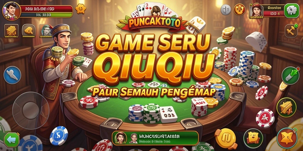 Screenshot gameplay PUNCAKTOTO menampilkan aksi seru permainan QiuQiu.