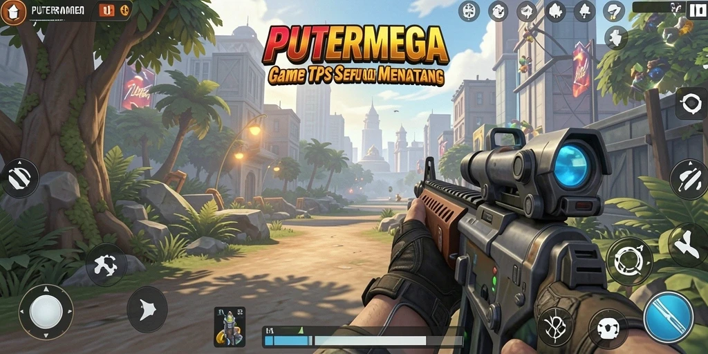 Screenshot gameplay PUTERMEGA menampilkan aksi seru dalam pertempuran TPS.