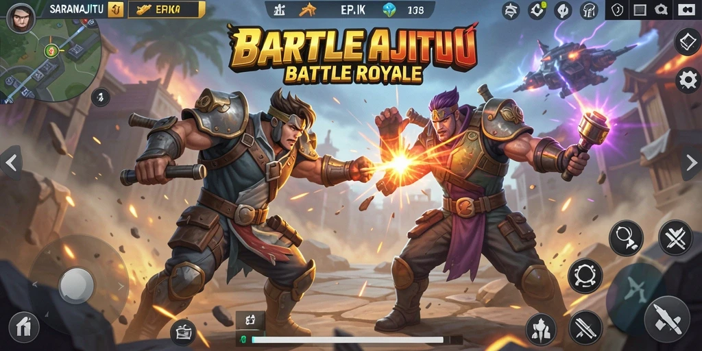 Gameplay mendebarkan di SARANAJITU dengan pertarungan antar pemain.