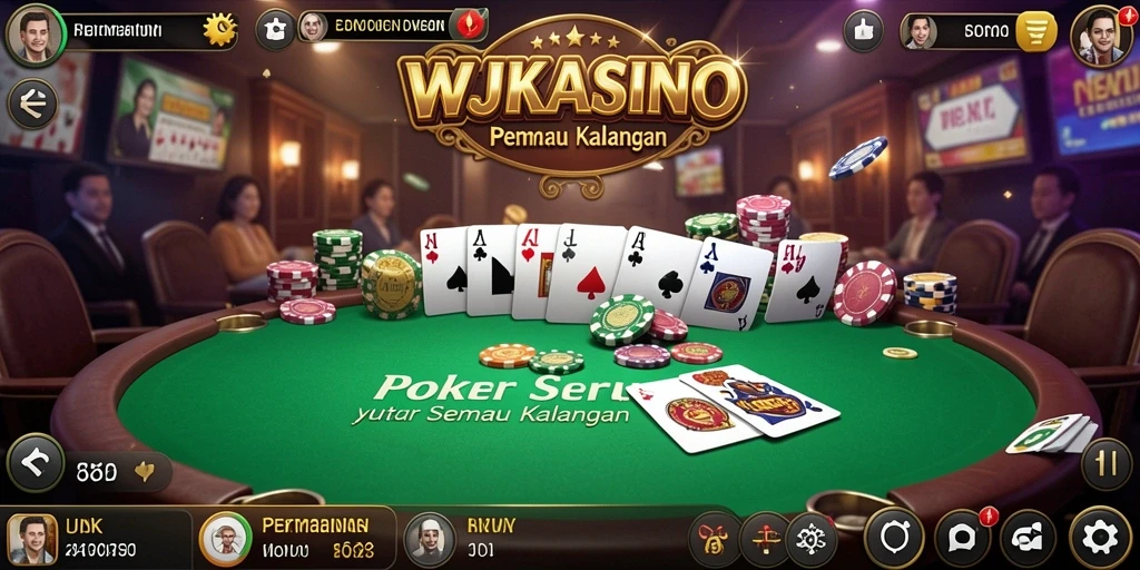 Screenshot gameplay WJKASINO menampilkan pemain beraksi dalam permainan Poker.